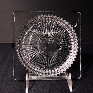 Vintage Heisey Glass Ridgeleigh 6&quot; Square Plate - 1935-1944 - from DustyMillerAntiques
