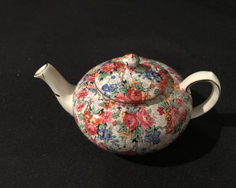 Vintage Lord Nelson Ware Chintz Marina Mini Teapot & Lid - 1930s