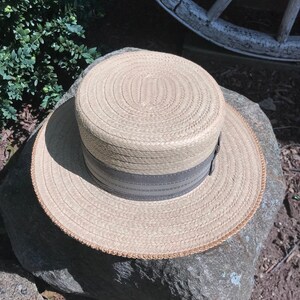 Vintage Columbian Straw Boater With Taupe Grosgrain Band 1960s From ...