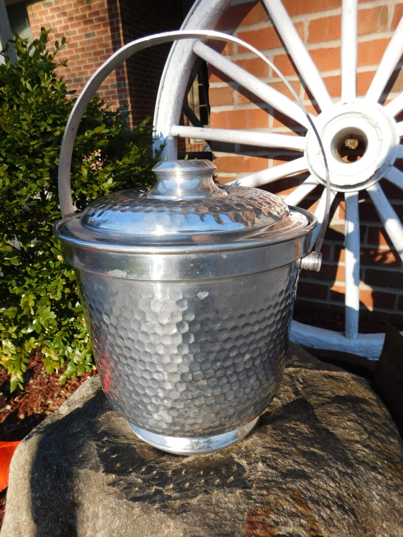 Vintage Made in Italy Hammered Aluminum Ice Bucket & Lid Etsy
