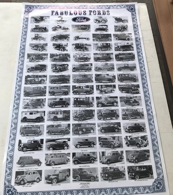 Vintage Fabulous Fords 1896 - 1940 Models Poster - Paper or