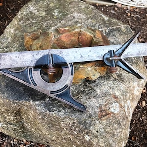 Vintage Union Tool Machinist Winkelmesser Winkelkopf & 12"Lineal - 1930er Jahre - von DustyMillerAntiques