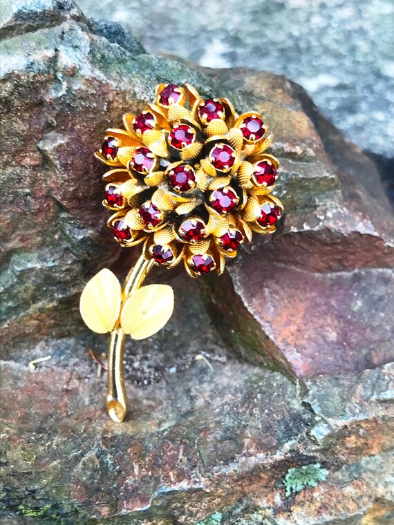 Vintage Possibly Miriam Haskell Ruby Red Rhinesto… - image 1