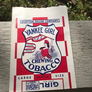 Vintage Scotten, Dillon Co Yankee Girl Union Made Chewing Tobacco Bag - NOS - circa 1950 - from DustyMillerAntiques
