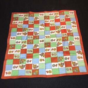 Vintage Solid Floral Striped Checks Scarf - 1970s - from DustyMillerAntiques