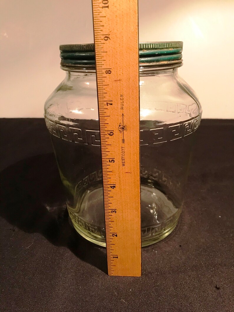 Vintage Hazel Atlas Greek Key 1-gallon Jar - Boak's Cut Spiced Herring ...