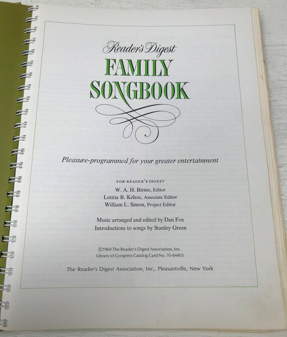 【中古】 Family Songbook Vintage Reader's Digest Family Songbook - 1969 1st Edition - From