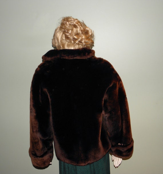 Vintage 1950's Dark Brown Faux Fur Jacket - Heer'… - image 3