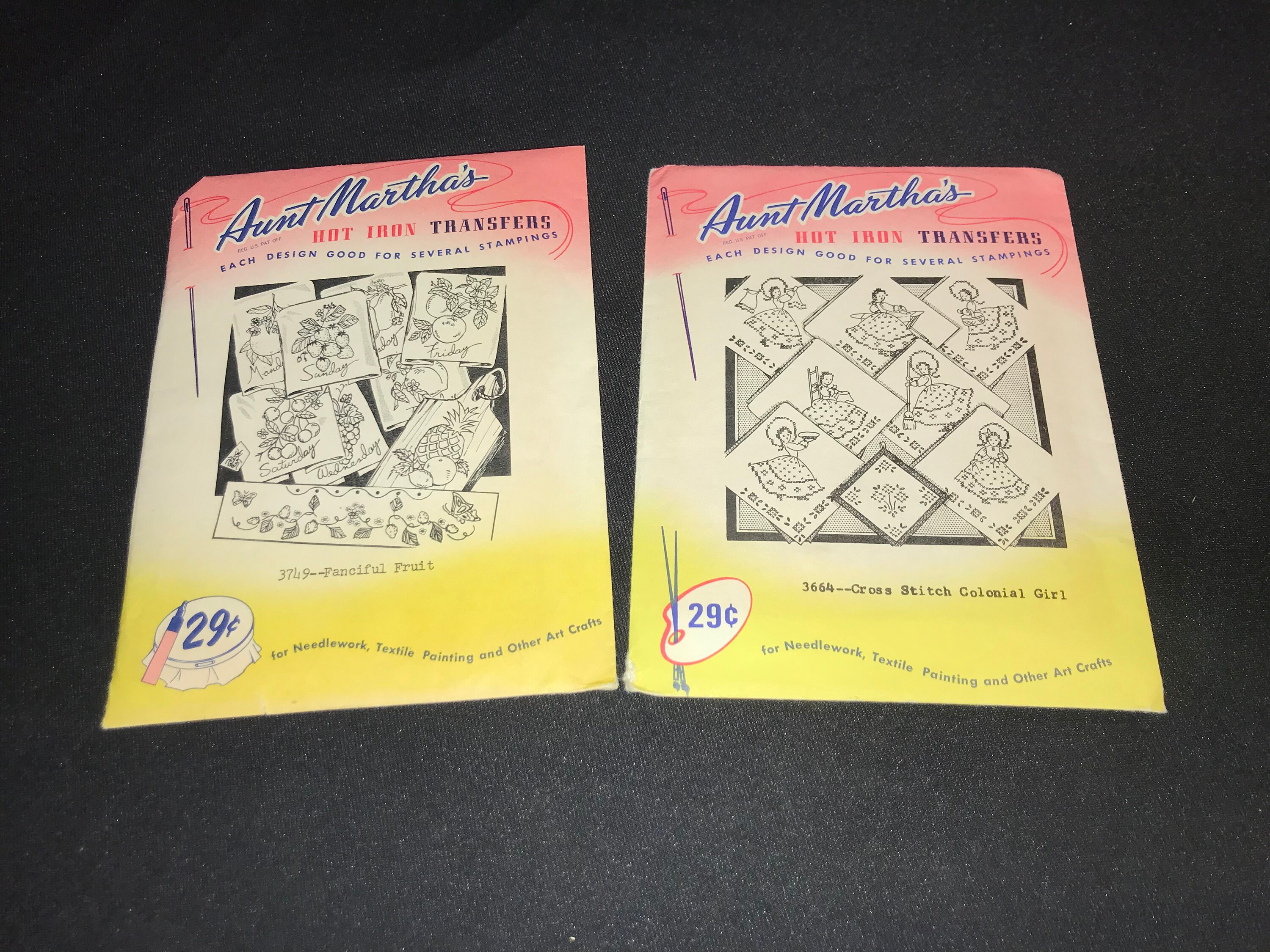 Vintage Aunt Martha's Hot Iron Transfers - 2 available - ca 1960 - from DustyMillerAntiques