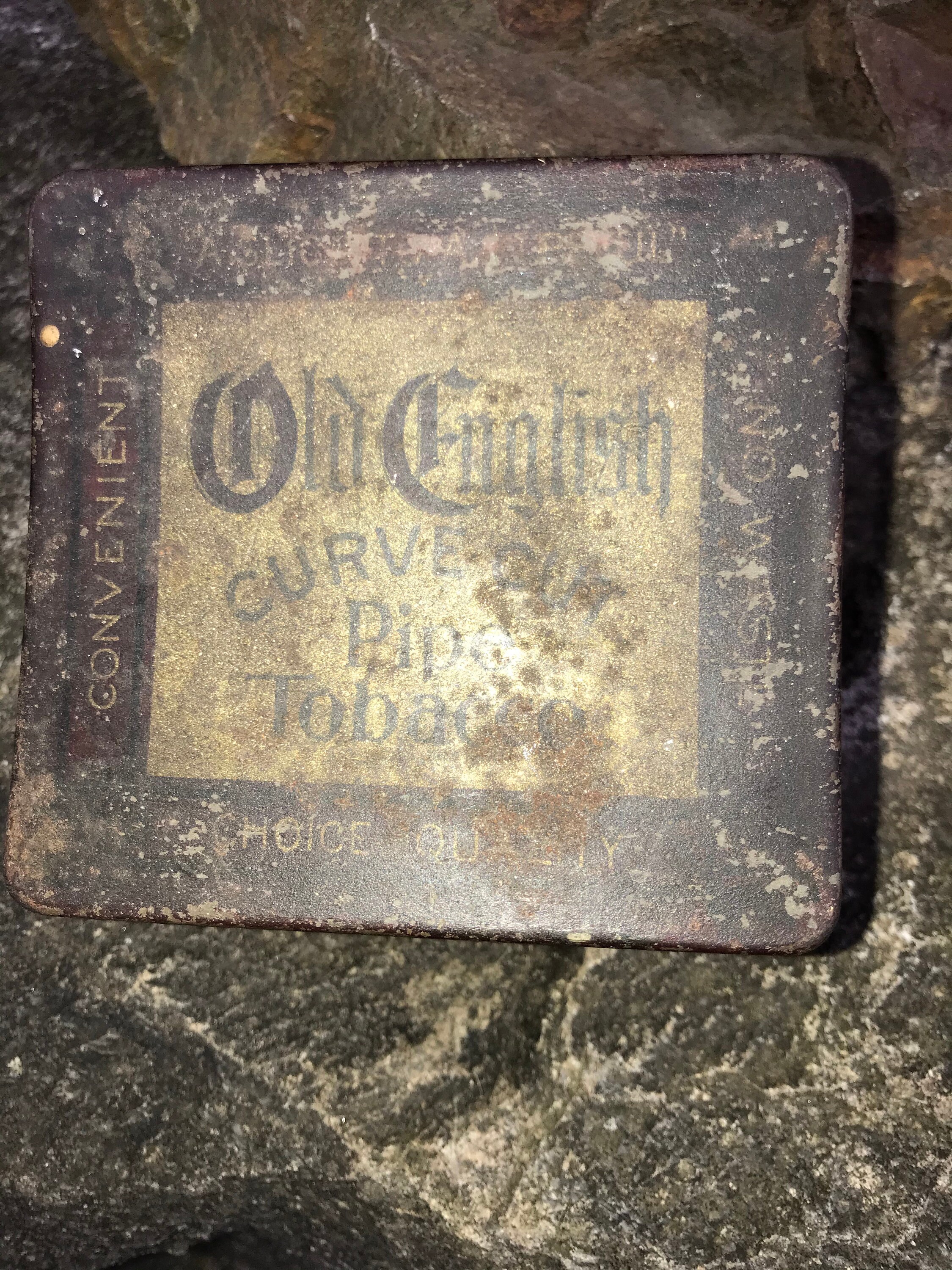 old english curve cut pipe tobacco tin VINTAGE EMPTY HINGED LID 4.75" X 3.5" Old English Curve Cut Pipe