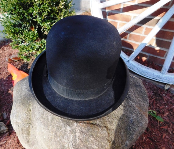 Vintage John B Stetson Black Homburg Derby Bowler… - image 2