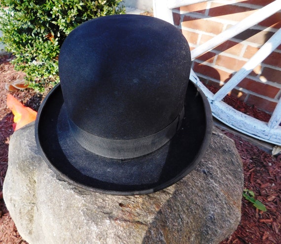 Vintage John B Stetson Black Homburg Derby Bowler… - image 4