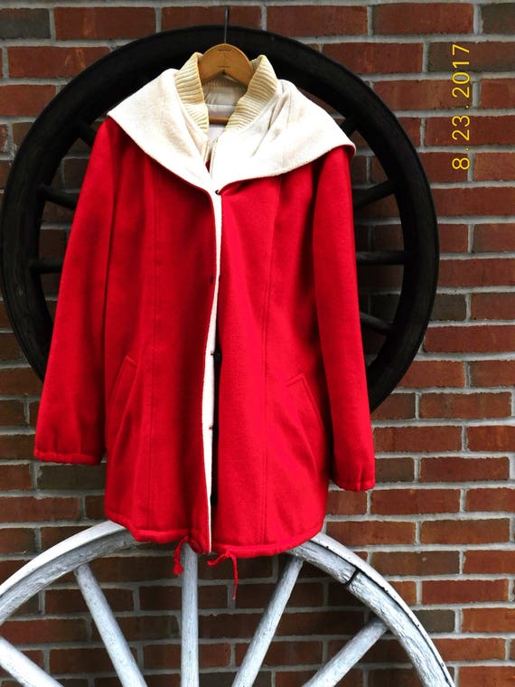 Vintage Mackintosh Red & White Vestcoat Jacket - … - image 1