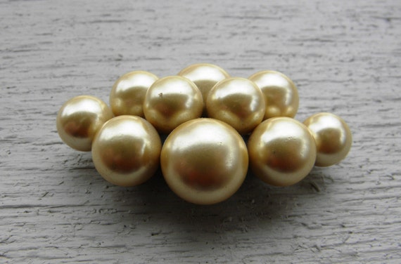 Antique Edwardian Faux Pearl Glass Bead Brooch - … - image 2