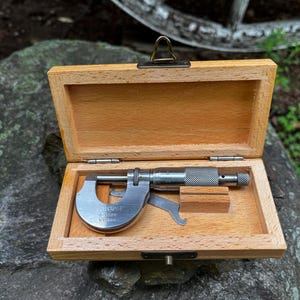 Vintage Watch-Craft Germany Watchmaker Jeweler Micrometer & Wrench in Oak Box - 1930s - from DustyMillerAntiques