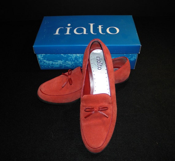 Vintage Rialto Lady's Red Suede Waffle Flat Shoes… - image 1