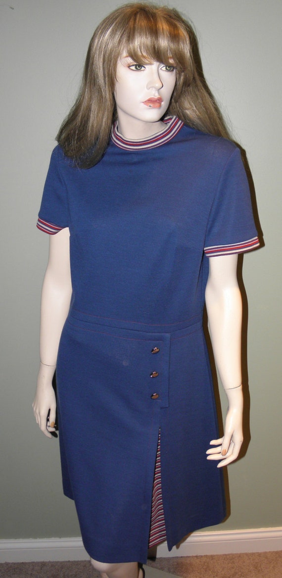 Vintage Kay Windsor Lady's Navy Polyester A-Line S