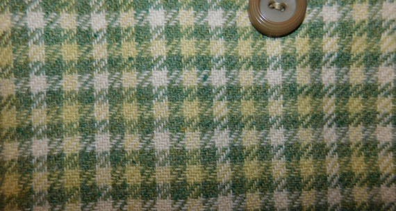 Vintage Lightweight Wool Green & White Plaid Coat… - image 3