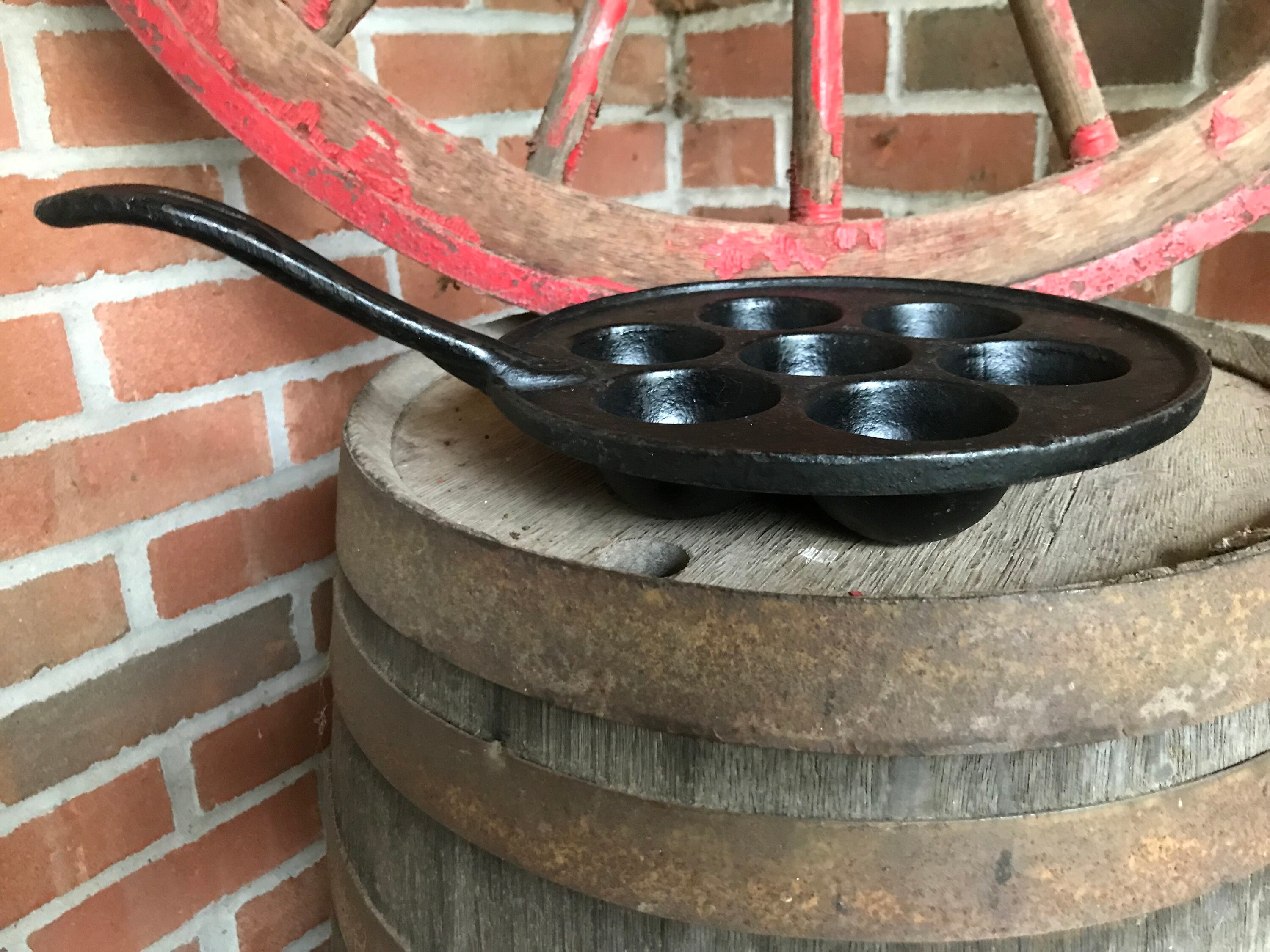 Vintage 1950's Aebleskiver Danish Popovers Cast Iron Pan