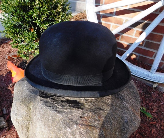 Vintage John B Stetson Black Homburg Derby Bowler… - image 3