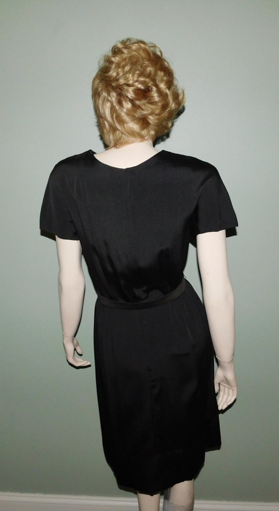 Vintage Mollie Parnis Black Cocktail Dress & Belt… - image 4