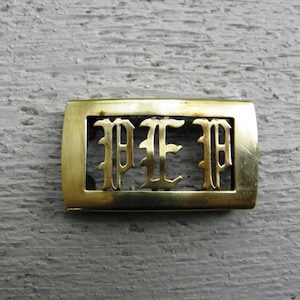 Vintage Brass PEP Monogram Belt Buckle - patented 5/24/1910 - from DustyMillerAntiques