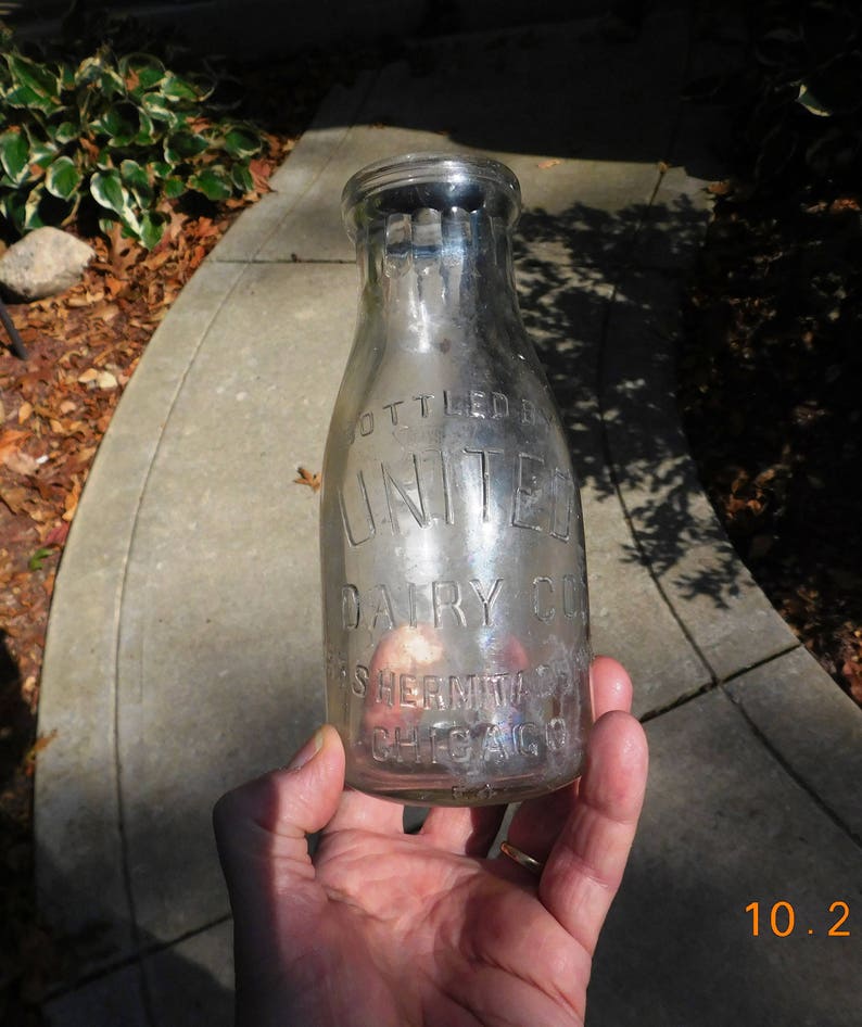 Vintage United Dairy Co. Chicago 1Pint Milk Bottle 1930s Etsy