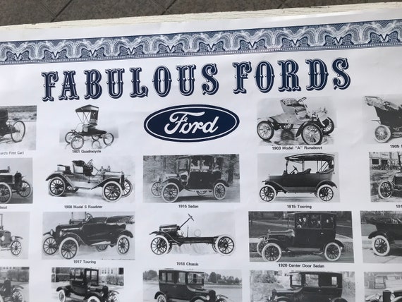 Vintage Fabulous Fords 1896 - 1940 Models Poster - Paper or