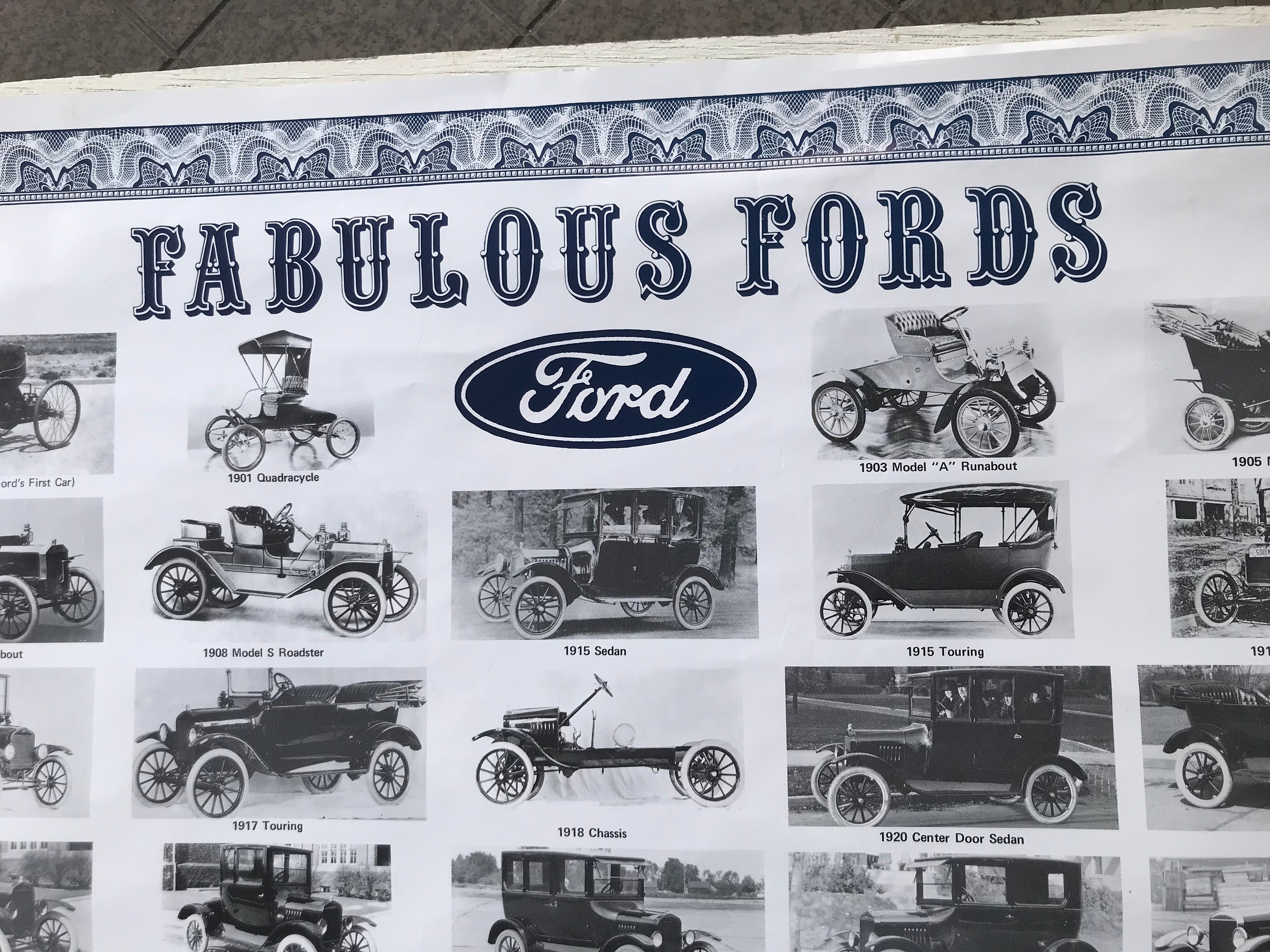 Vintage Fabulous Fords 1896 - 1940 Models Poster - Paper or