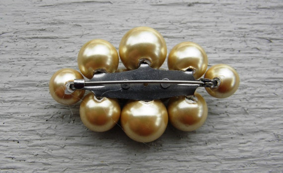 Antique Edwardian Faux Pearl Glass Bead Brooch - … - image 3