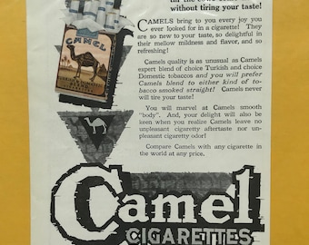 Vintage R J Reynolds Tobacco Co Camel Cigarette Ad - 1910s - from DustyMillerAntiques
