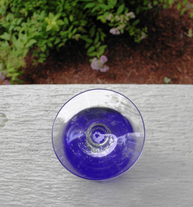 from DustyMillerAntiques Vintage Rare Heisey Glass Stiegel Blue Spanish Footed Juice Stem 1933-6 Available