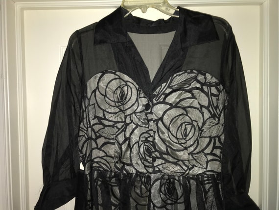 Vintage Black & White Roses Illusion Cocktail Dre… - image 3