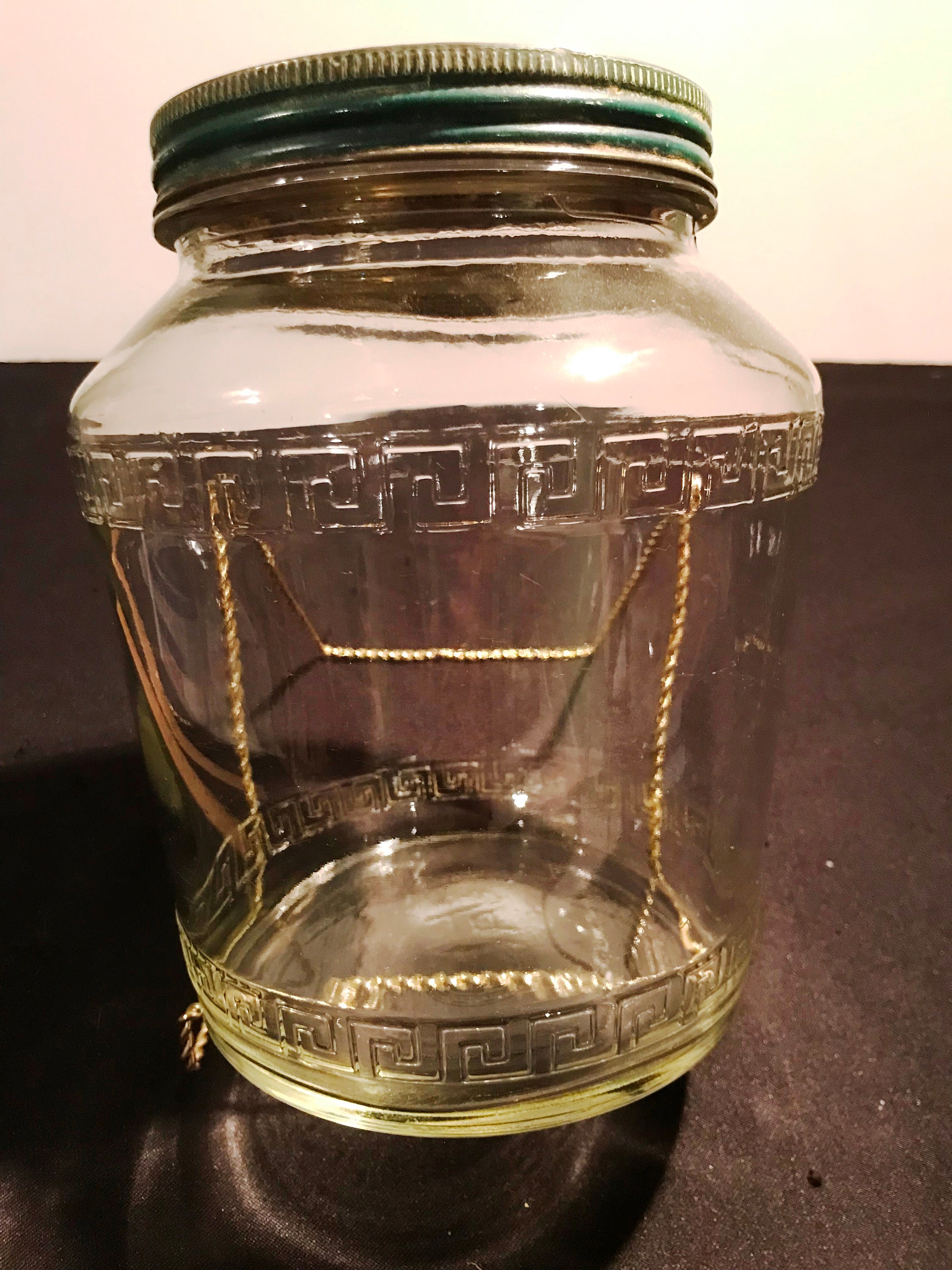Vintage Hazel Atlas Greek Key 1-gallon Jar - Boak's Cut Spiced Herring ...