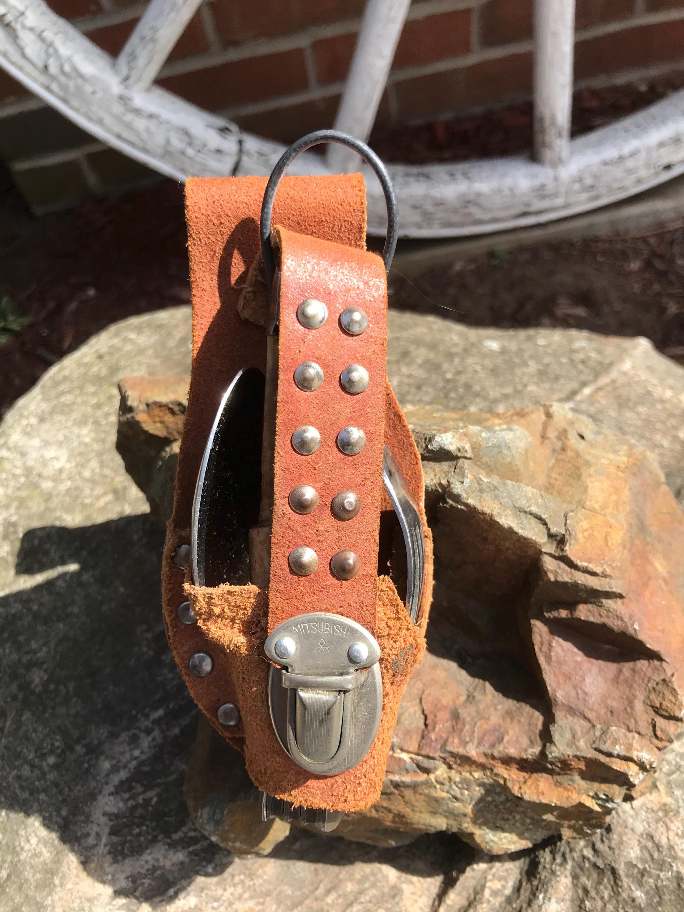 Vintage Valor Japan Multi-function Bone Pocket Knife & Leather