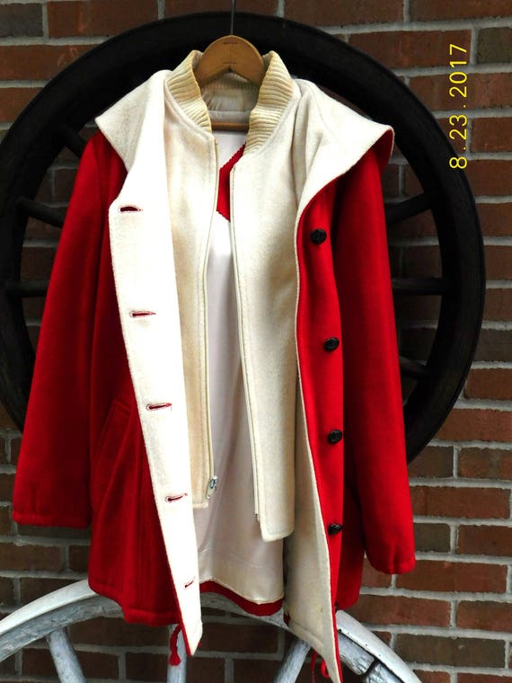 Vintage Mackintosh Red & White Vestcoat Jacket - … - image 2