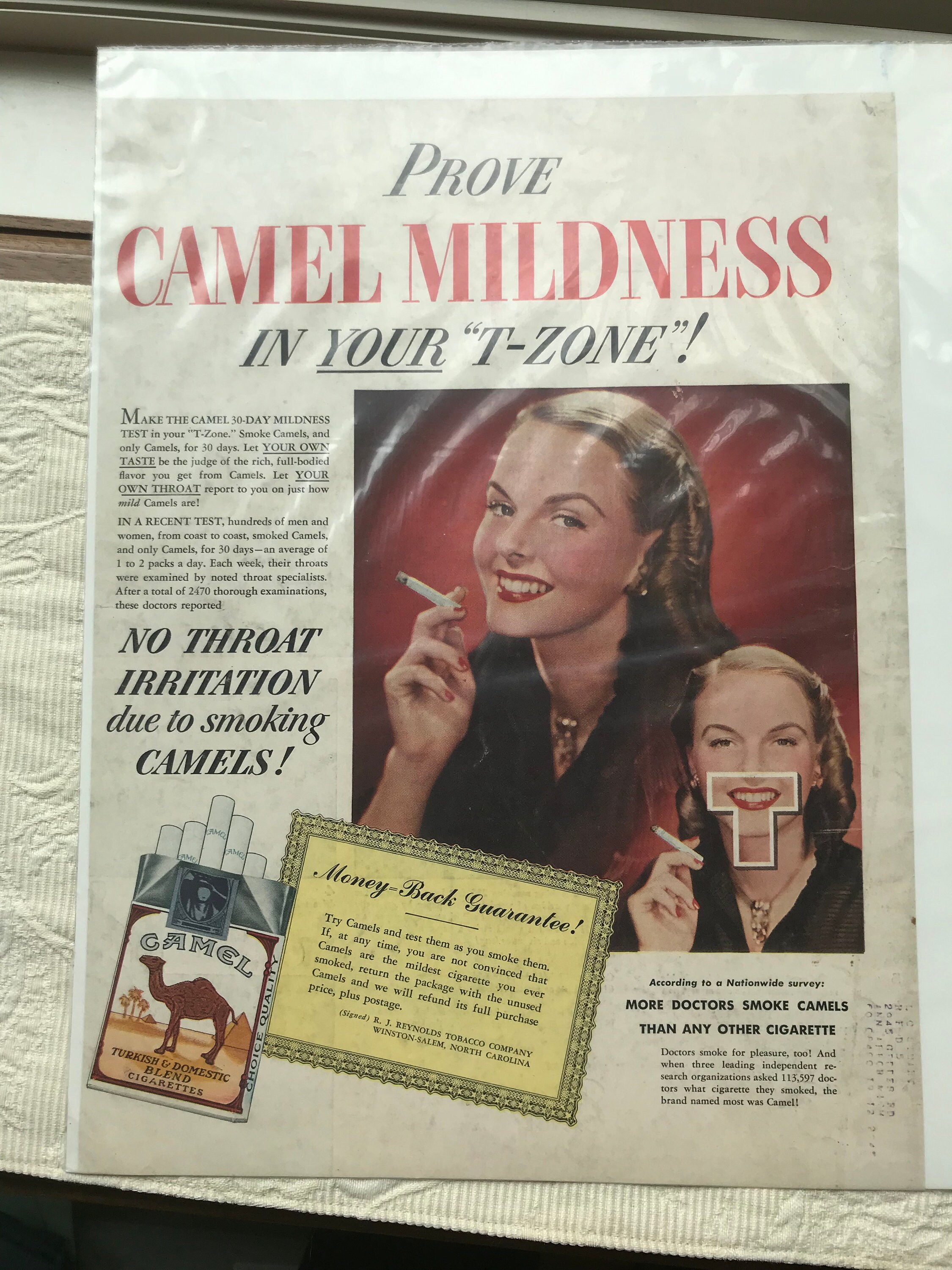 Vintage R J Reynolds Tobacco Co Camel Cigarettes T-Zone - circa 1950 - from DustyMillerAntiques