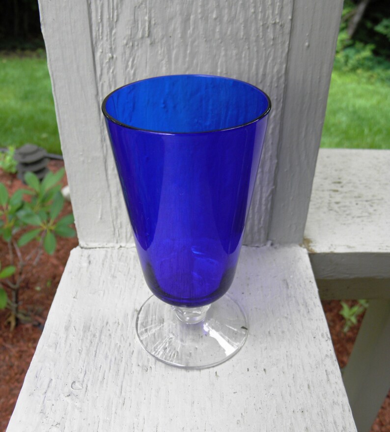 from DustyMillerAntiques Vintage Rare Heisey Glass Stiegel Blue Spanish Footed Juice Stem 1933-6 Available