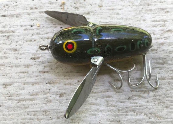 Vintage Heddon Crazy Crawler Wood Lure With Box 9120 Ca 1950s From