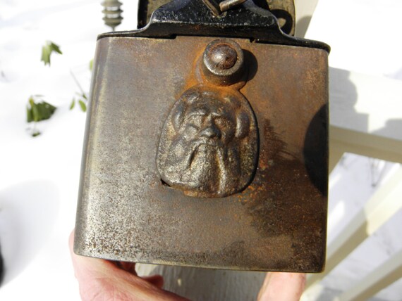 Antique Bless Drake Salamander Man of the North Face Coal Box Iron