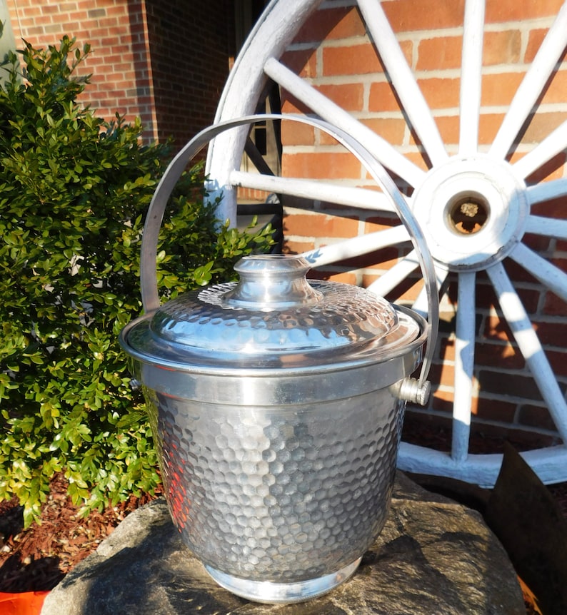 Vintage Made in Italy Hammered Aluminum Ice Bucket & Lid Etsy