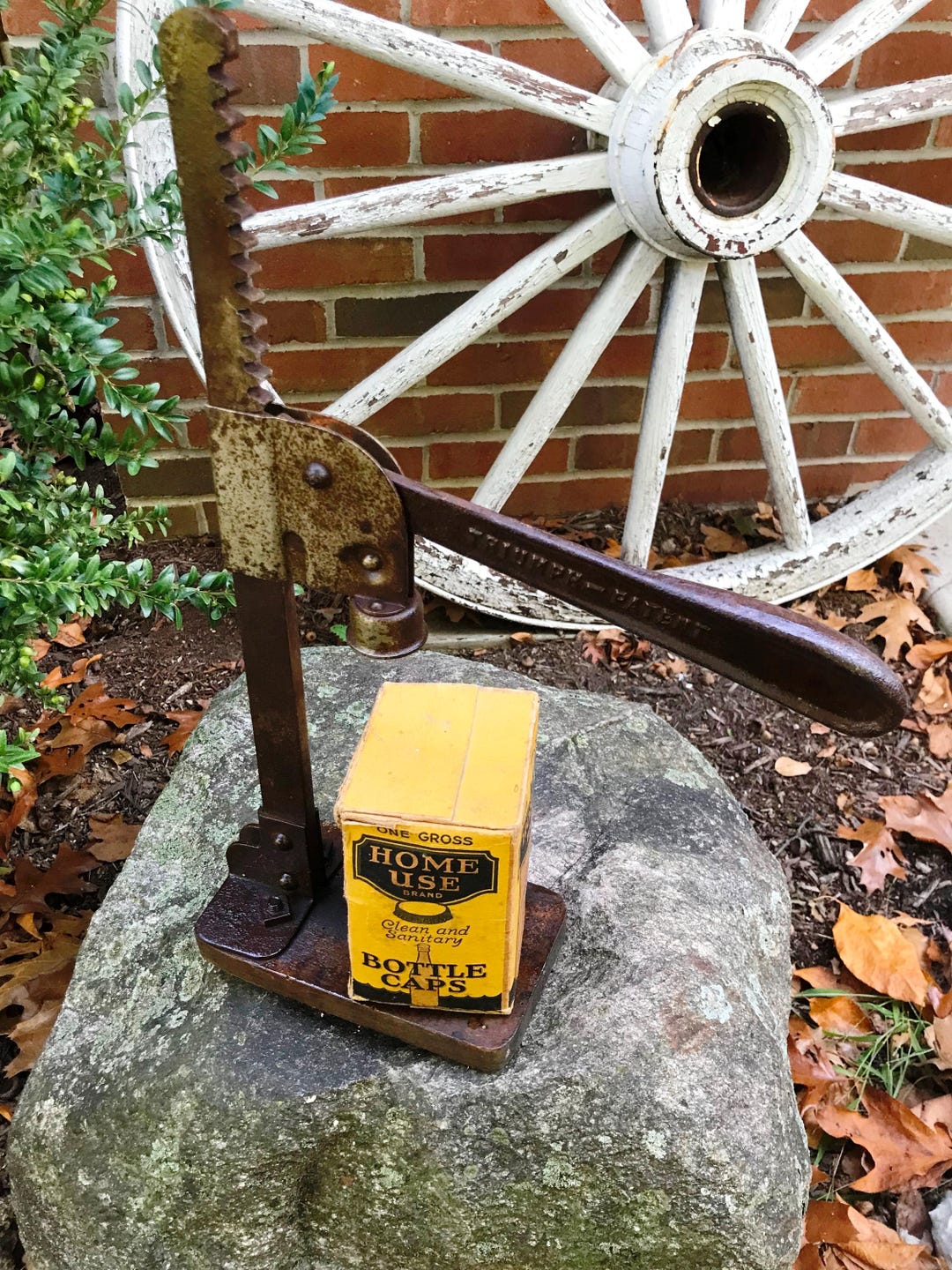 Vintage Triumph Bottle Capper and Crown Cork & Seal Box of Caps