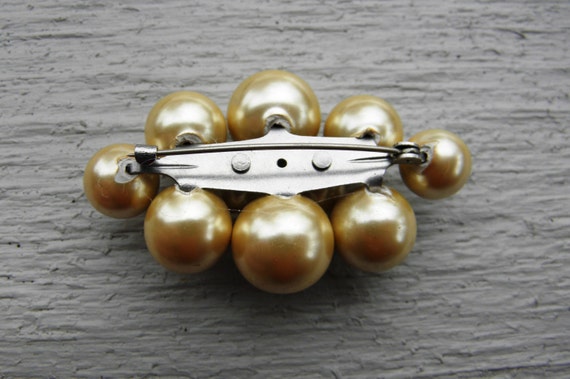 Antique Edwardian Faux Pearl Glass Bead Brooch - … - image 4