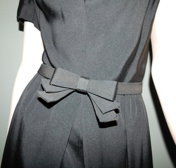 Vintage Mollie Parnis Black Cocktail Dress & Belt… - image 3