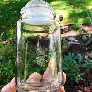 Anchor Hocking Fleur de Lis-bus / pot en deksel - jaren 60-70 - van DustyMillerAntiques