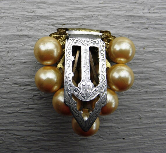 Antique Edwardian Faux Pearl Glass Bead Grape Bun… - image 3