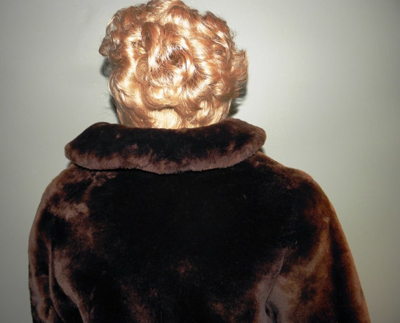 Vintage 1950's Dark Brown Faux Fur Jacket - Heer'… - image 4