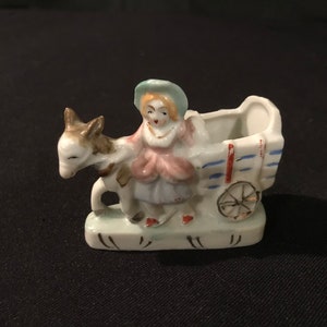 Zabytkowa okupowana Japonia Dama i osioł z wózkiem na wykałaczki - 1945 - 1952 - z DustyMillerAntiques