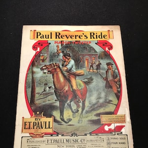 Partitura antigua y poco común de E. T. Paull, "Paul Revere's Ride March" - Two Step - 1905 - de DustyMillerAntiques