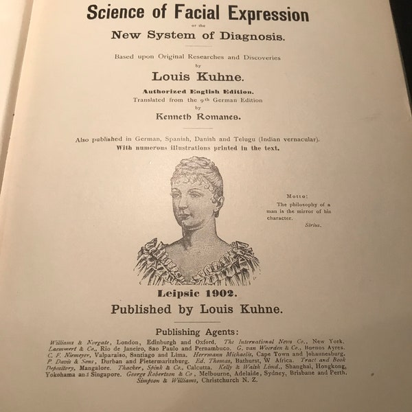 Vintage Hand-Book Science of Facial Expression of the New System of Diagnosis by Louis Kuhne - 1902 - from DustyMillerAntiques